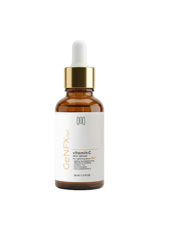 GENFXfan vitamin C skin serum skin lightening serum 5 in 1 lighting nourishing soothing softening and hydrating parabens free noncomedogenic concentrated vitamin C 30ml